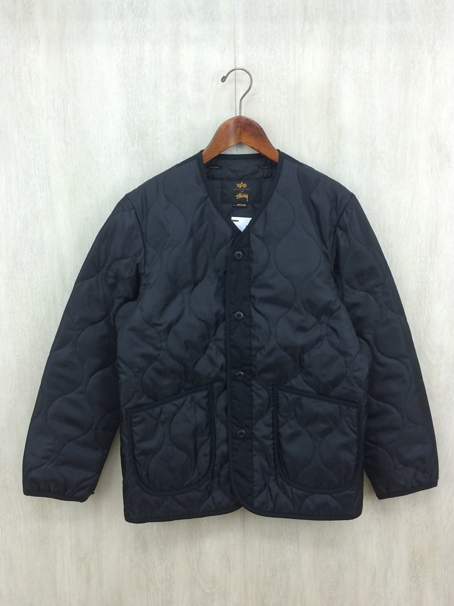 STUSSY◇キルティングベスト/M/ナイロン/BLK/115720 ベスト メンズ