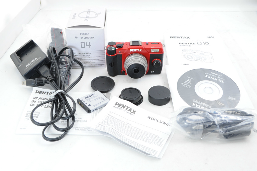 【ecoま】ペンタックス PENTAX Q10 レッド pentax 04 WIDEレンズセット 美品 ミラーレス一眼レフカメラ