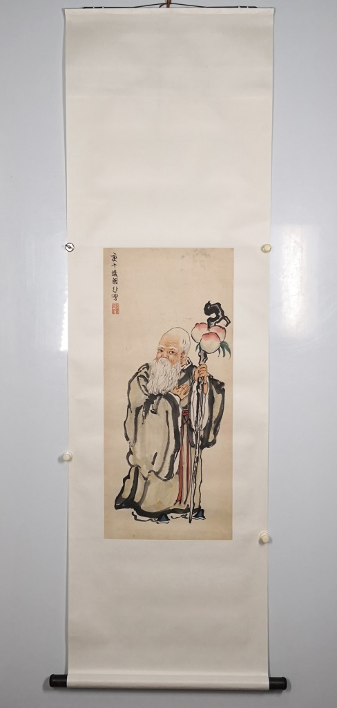 真作】中国書画『近代画家斉白石・人物図・宣紙』肉筆紙本・掛け軸