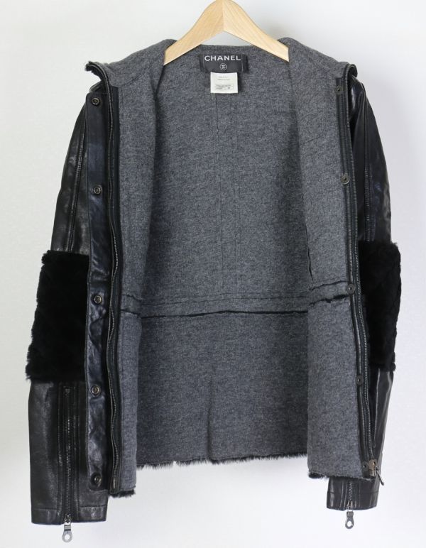 10A CHANEL シャネル レザー マトラッセ ファンタジーファー 切替 CC 