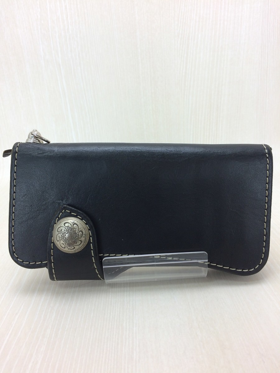 DEGNER◆長財布/レザー/BLK/無地/メンズ