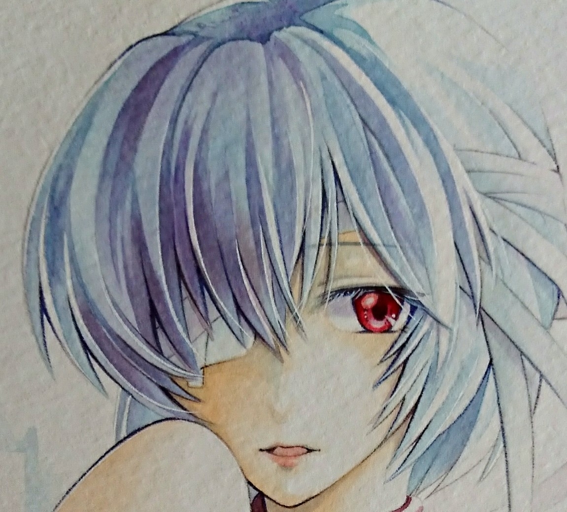 同人手描きイラスト/新世紀エヴァンゲリオン/綾波レイ/包帯/水彩/22.6