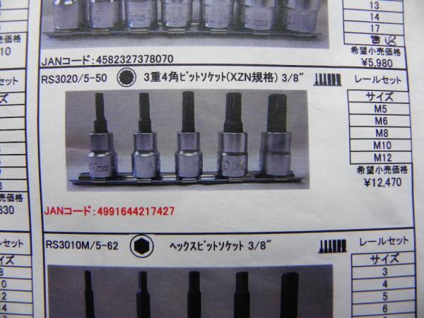 コーケン 3/8(9.5)トリプルスクエア XZN ビット ソケットレンチ セット