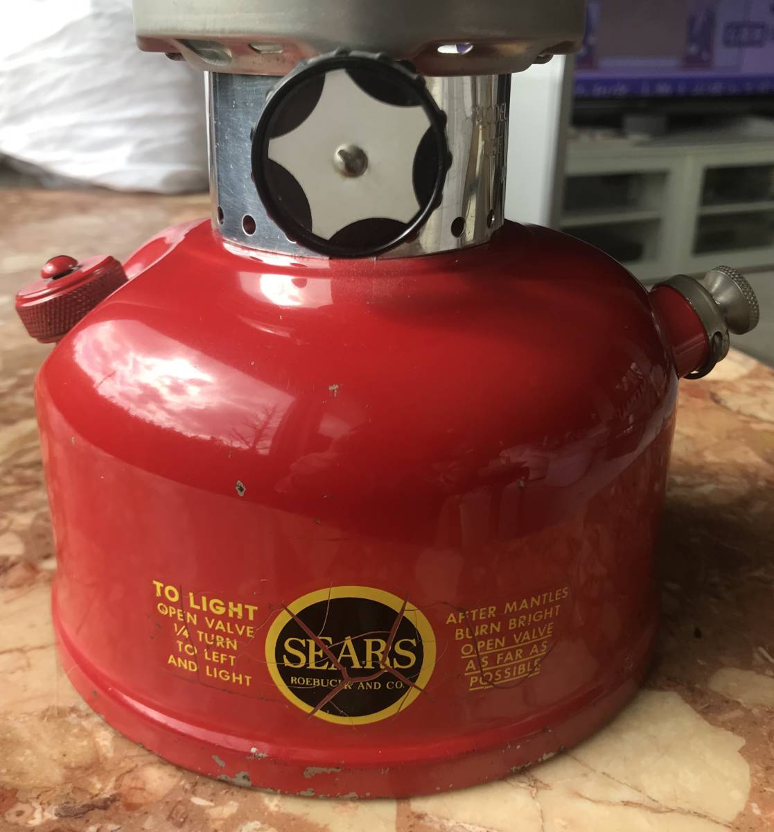 超希少 SEARS RED 64/7 OH済み 燃焼テスト済み オリジナル シングルマントルランタン 美品 未使用 コールマン社製造 シアーズ レッド
