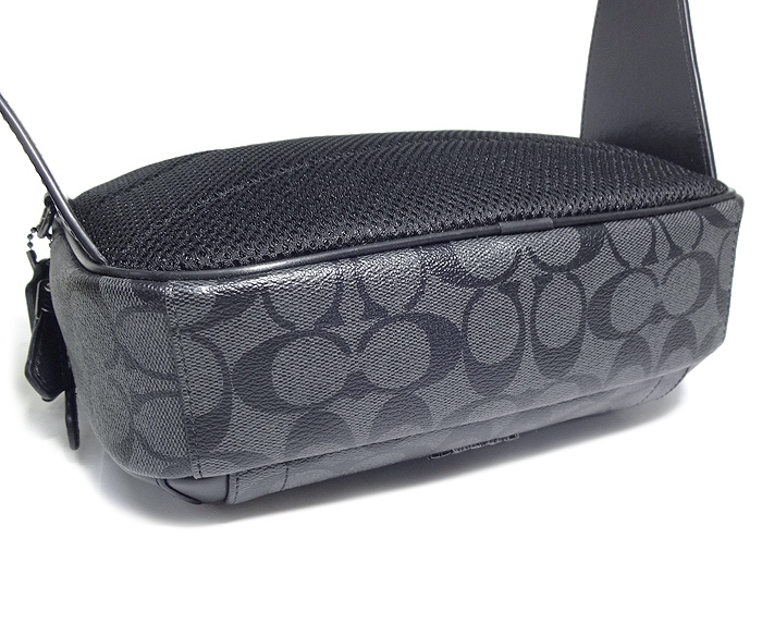 【未使用品】コーチ COACH★シグネチャー ボディバッグ F38749★PVC レザー グレー ブラック★メンズ ウエストバッグ アウトレット品◇