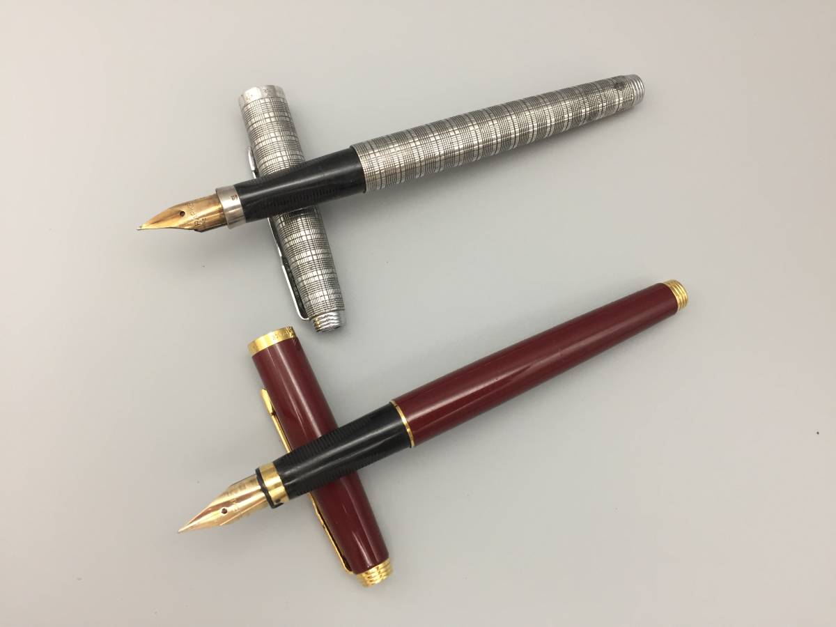 侍】PARKER パーカー スターリングシルバー ペン先 K14 万年筆 青