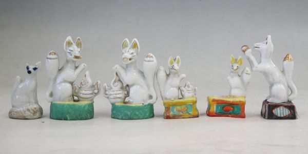 古い 陶器製 お稲荷様 6体 狐の置物 神棚 神具 仏具 きつね 稲荷信仰 I 神棚 神具 売買されたオークション情報 Yahooの商品情報をアーカイブ公開 オークファン Aucfan Com