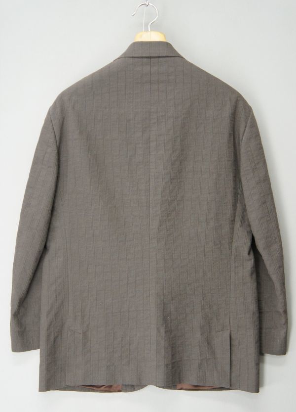 b5685春夏用/イタリア製*マルセルラサンス/MARCEL LASSANCE*ストライプ柄/コットンリネンジャケット/3Bテーラードジャケット/ブレザー/茶