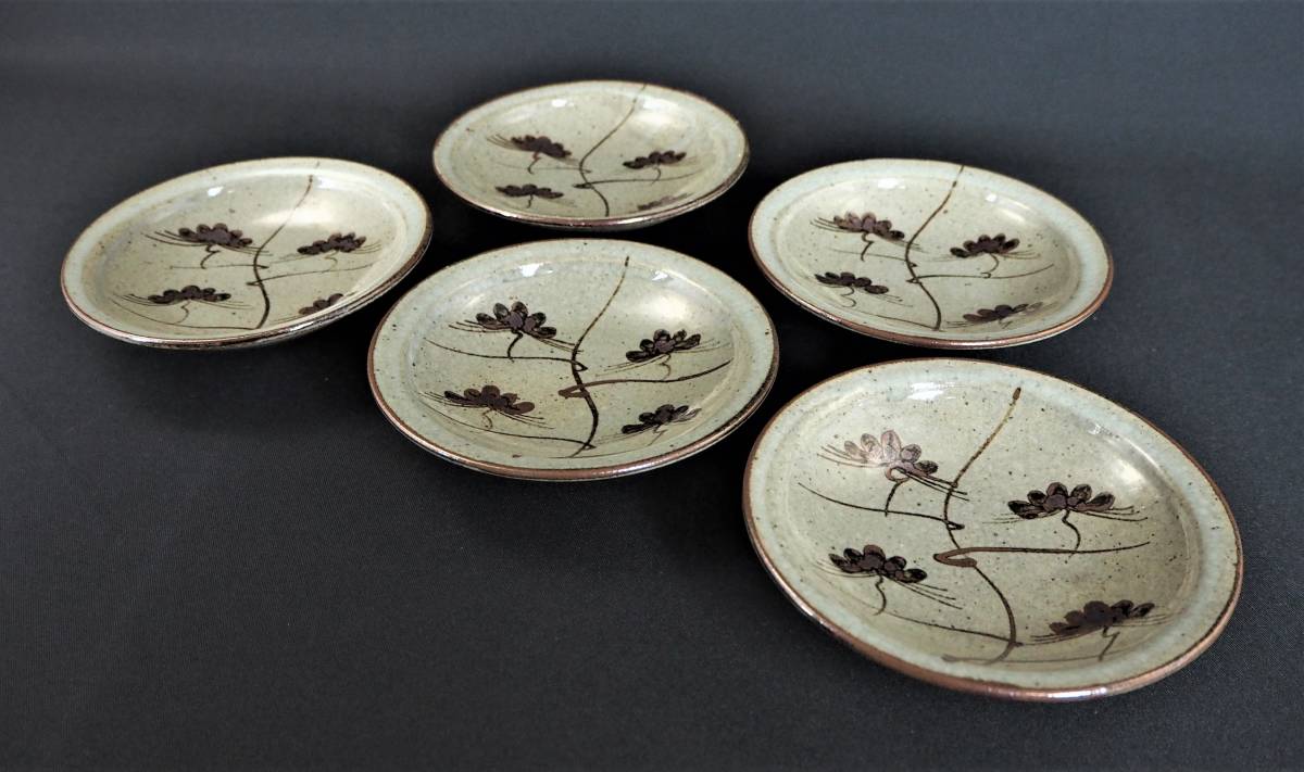 【美品】十三代中里太郎右衛門窯　絵唐津　銘々皿　５客　共箱 美品】十三代中里太郎右衛門窯 絵唐津 銘々皿 5客 共箱 中里太郎右