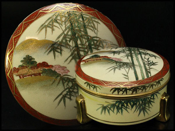 限定SALE，人気SALE 金閣 極上薩摩金彩竹山屑屋紋三足蓋物旧家蔵出 MB591(薩摩)｜売買されたオークション情報、yahooの商品情報をアーカイブ公開 - オークファン 薩摩