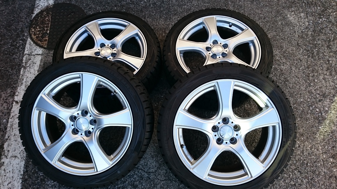 【1円スタート最落無し売り切り！！】スタッドレスホイールセット４本バリ山美品です♪【215/45R17】_1