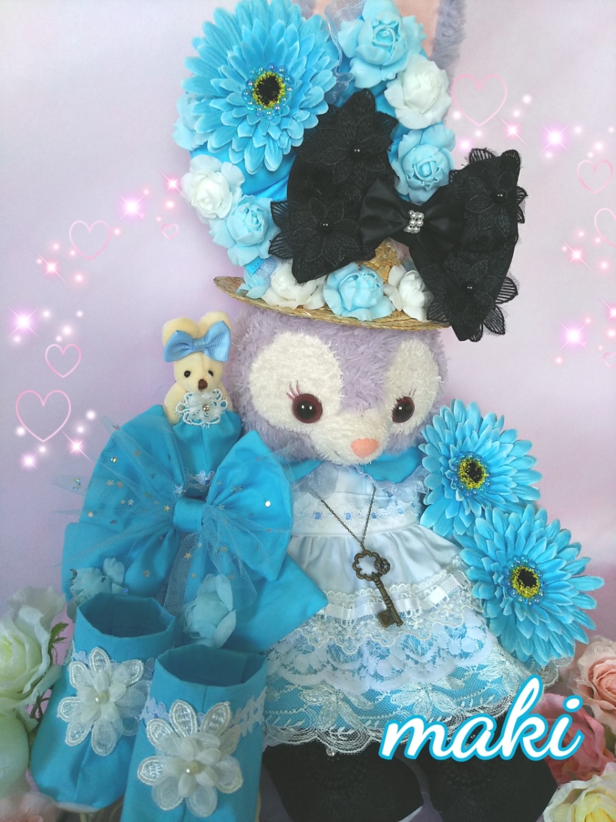 〈maki〉ステラルー★コスチューム★ワンピードレス★アリス風★おしゃれエプロンドレス★花いっぱい★麦わら帽子付★／ダッフィーのお友達_1