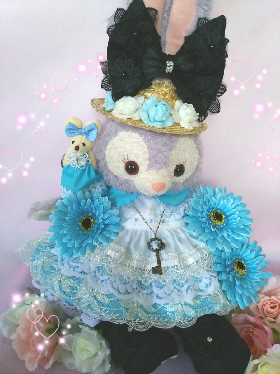 〈maki〉ステラルー★コスチューム★ワンピードレス★アリス風★おしゃれエプロンドレス★花いっぱい★麦わら帽子付★／ダッフィーのお友達_2