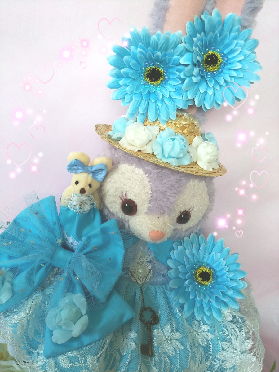 〈maki〉ステラルー★コスチューム★ワンピードレス★アリス風★おしゃれエプロンドレス★花いっぱい★麦わら帽子付★／ダッフィーのお友達_5