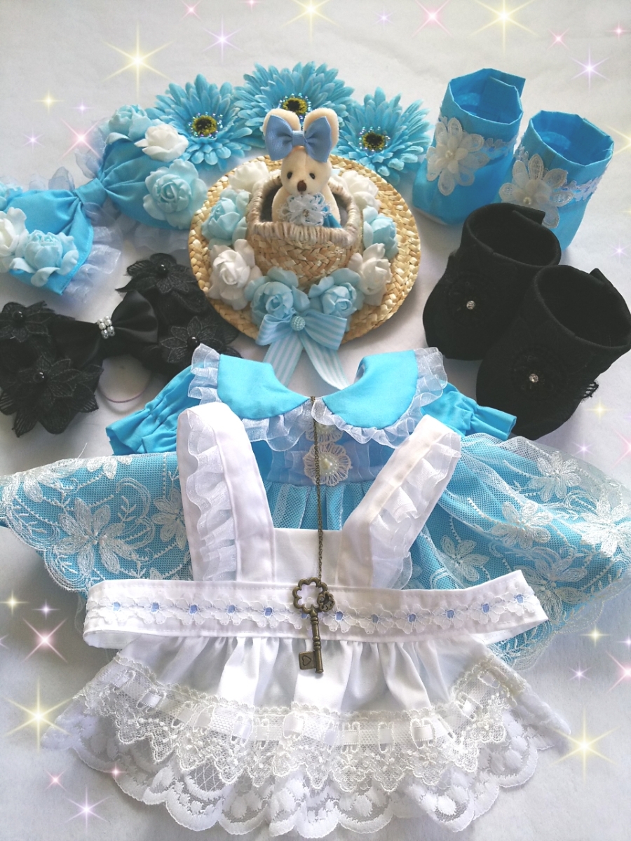 〈maki〉ステラルー★コスチューム★ワンピードレス★アリス風★おしゃれエプロンドレス★花いっぱい★麦わら帽子付★／ダッフィーのお友達_9