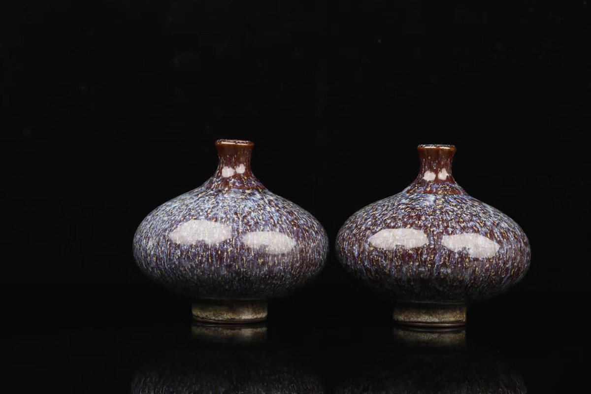 鈞窯 花瓶 宋時代 古賞物 中国古玩 嵌金扣 唐物 時代物