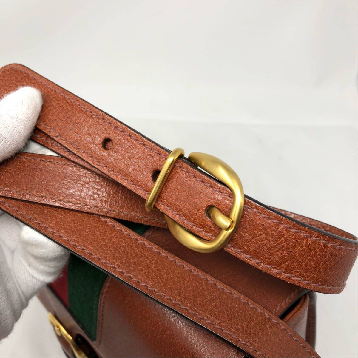 ☆美品激レア☆ GUCCI グッチ オールドグッチ シェリーライン 牛革 