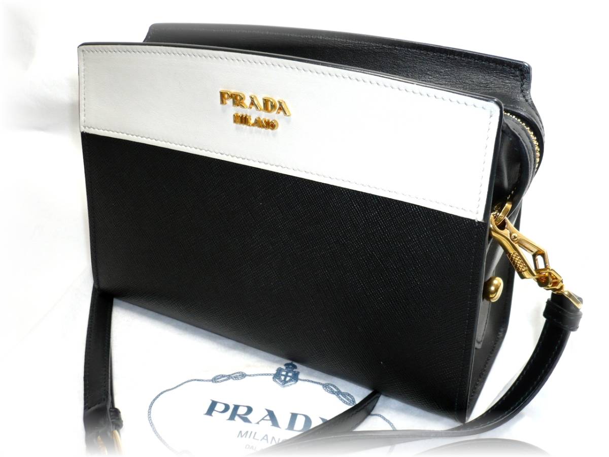 ★プラダ PRADA ショルダーバッグ 1BH043★エスプラナード黒×白★ショルダーバッグ レディース★