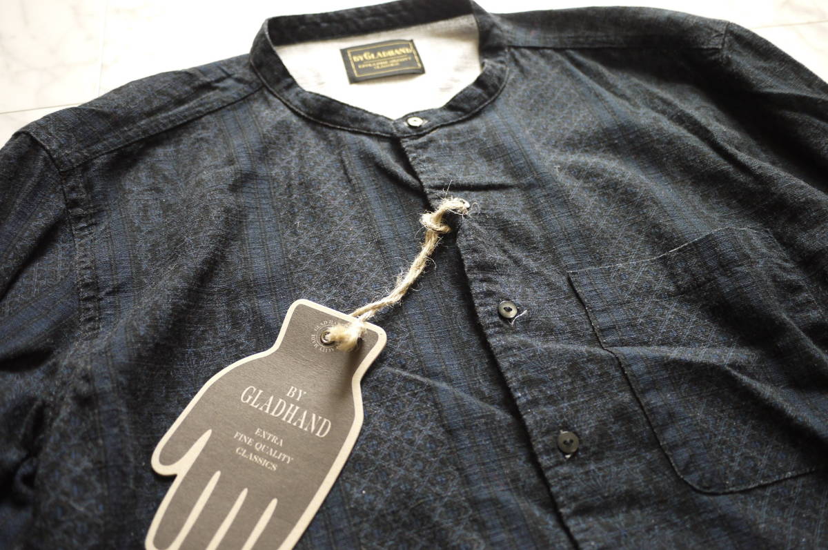1円～ 新品 未使用品 正規品 18SS by GLAD HAND グラッドハンド スタンドカラーシャツ ブラック 黒 M 定価22，800円+税 (い24)