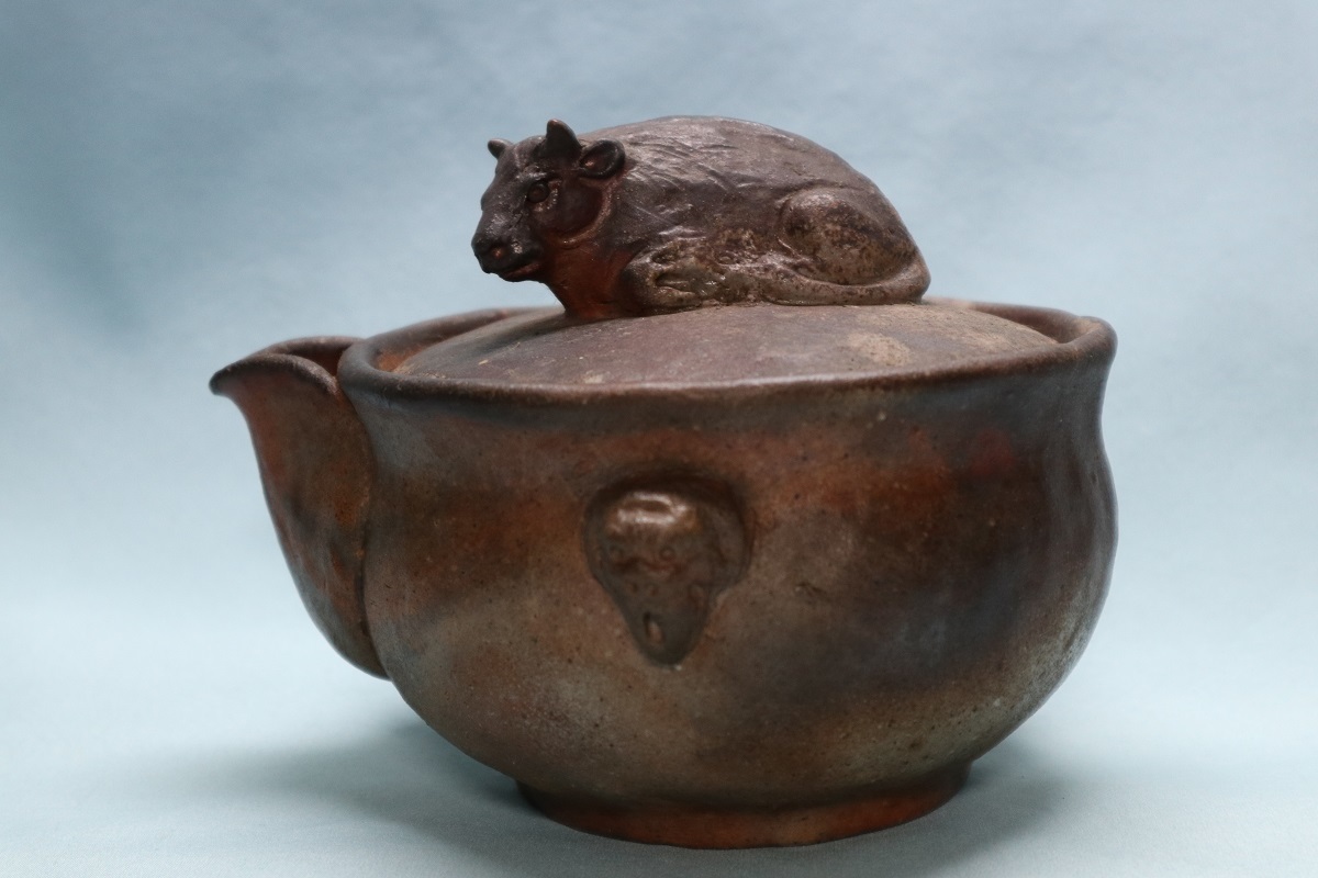 在銘 - 宝瓶 うぶ品 時代物 備前焼手造大振宝瓶 煎茶道具