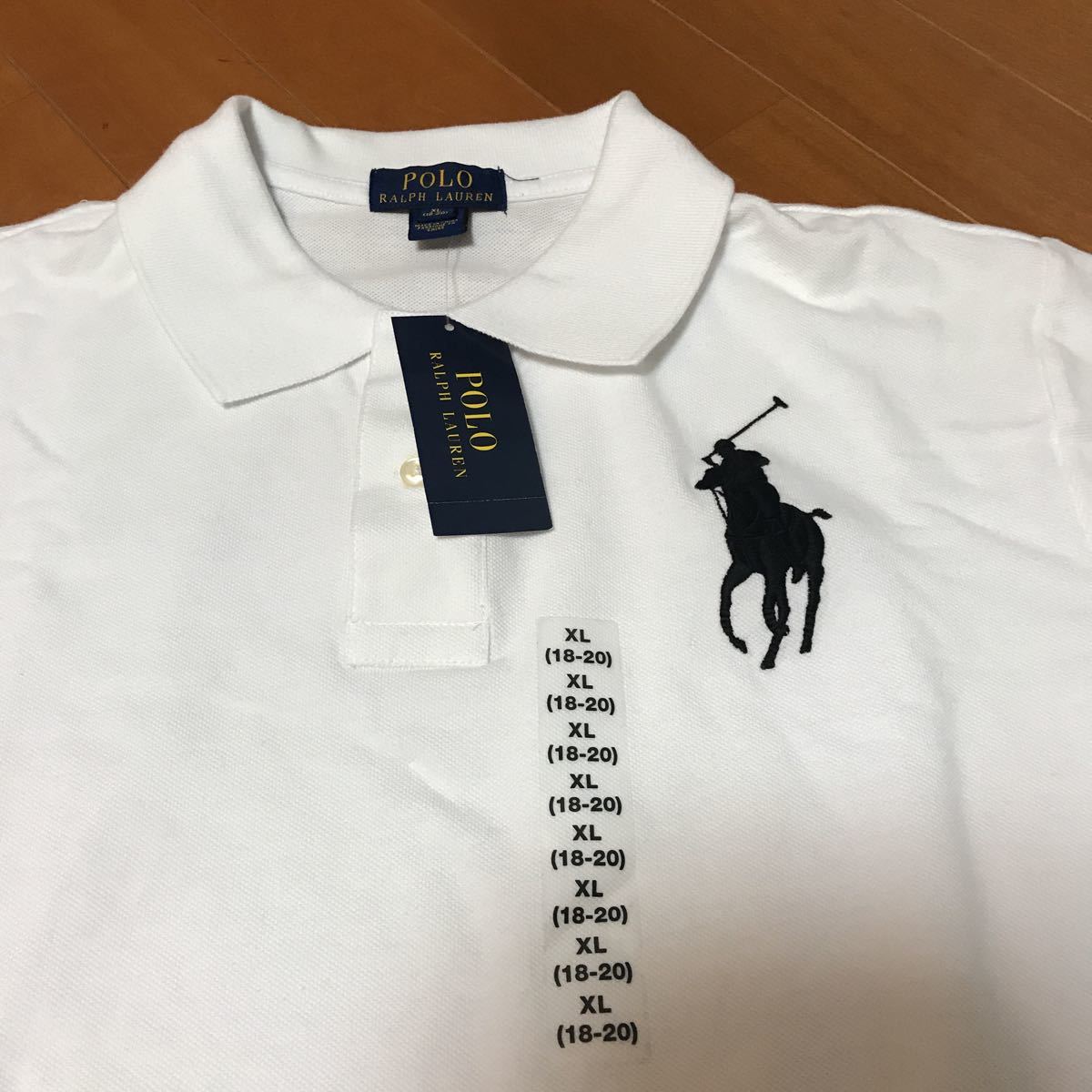 ★100円～新品未使用★POLO RALPH LAURENポロラルフローレン/ビッグポニーポロシャツ/ボーイズXL/白×黒