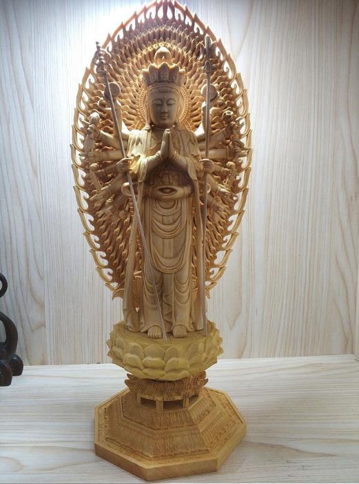 十一面観音如来菩薩 【仏像・彫刻・木彫】 仏像置物 立像 高級天然