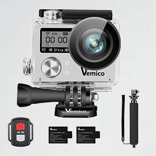 新品 未使用 アクションカメラ Vemico C-VD 自撮り棒付き (シルバ-) 4K ウェアラブルカメラ 防水 カメラ アクションカム WIFI搭載