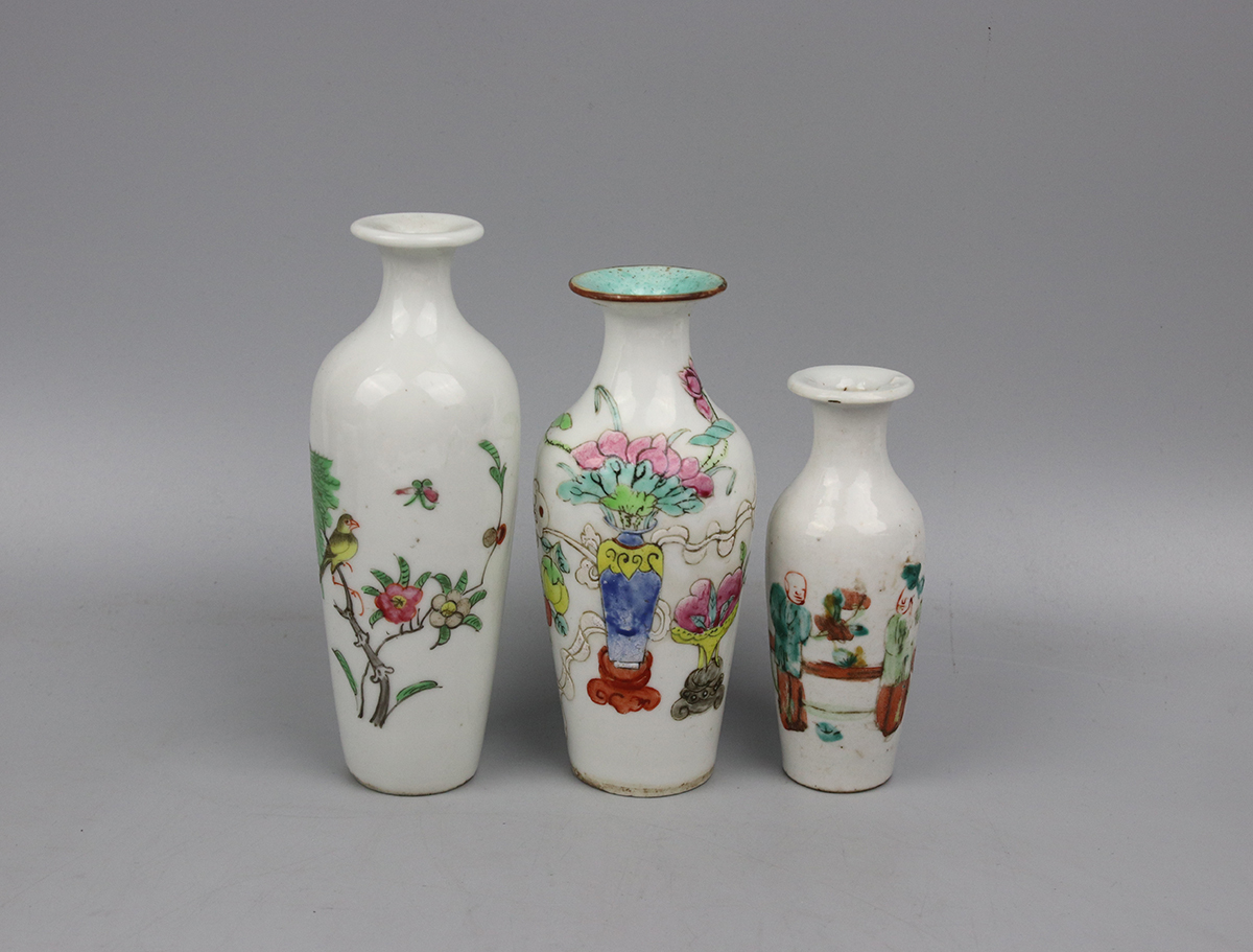  1544 時代物 花人物色絵 花瓶 一輪差し 鑑定シール付き 3点一括 清朝期 中国古玩(清)｜売買されたオークション情報、yahooの商品情報をアーカイブ公開 - オークファン 清