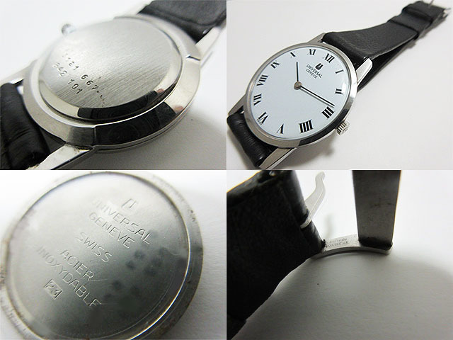 Universal ユニバーサル ホワイトローマン手巻き メンズ 純正尾錠付