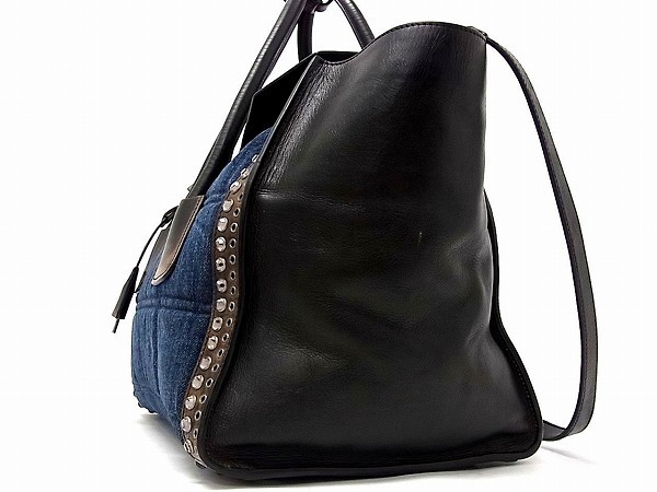 1円 □美品□ PRADA プラダ BN2669 デニム×レザー スタッズ 1円 □美品□ PRADA プラダ BN2669 デニム×レザー スタッズ