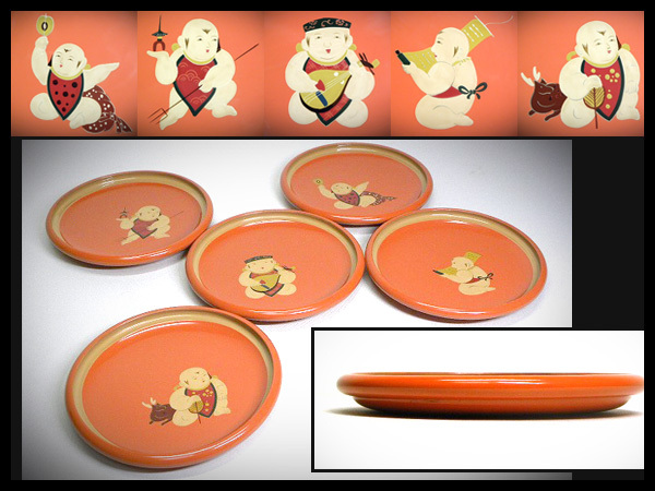 【送料無料，HOT】 西瓜 a079 古美術 漆絵 蒔絵 絵変り唐子 朱地 菓子皿5客 検煎茶道具茶懐石銘々皿銘々盆菓子盆金太郎輪島塗会津塗(菓子器、喰籠)｜売買されたオークション情報、yahooの商品情報をアーカイブ 菓子器、喰籠