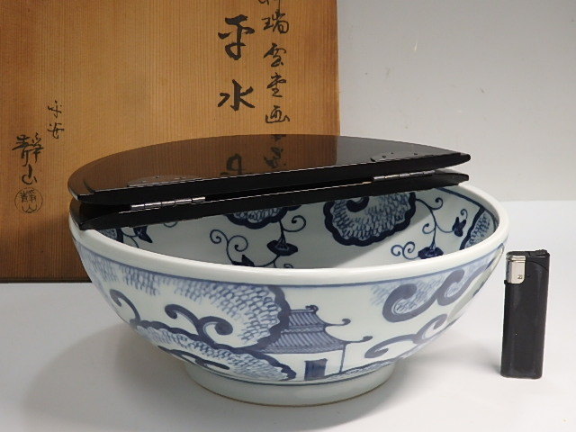 九谷焼　明治九谷　青手　赤絵人物文　鉢　時代箱付　M　R6057 九谷焼 Yahoo!オークション 鉢 公式通販 R6057 時代箱付 M 赤絵人物文