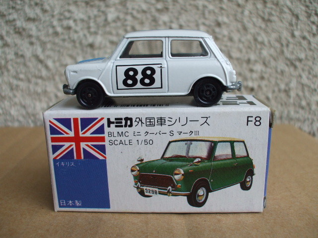 トミカ◆ミニクーパー 丸栄特注 白に青ライン 日本製 BLMC MINI COOPER S_1