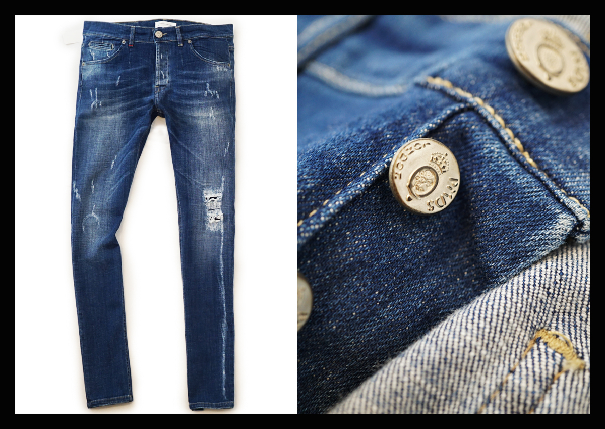 定価3.5万 PMDS PREMIUM MOOD DENIM SUPERIOR こなれ感醸す クラッシュ＆リペア加工 デニムパンツ ウォッシュ加工 ジーンズ イタリア製