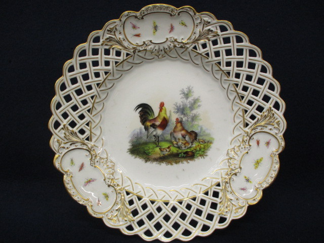 高品質，2026 K4232 MEISSEN/マイセン 金彩 鶏/にわとり 昆虫 透かし皿/深皿 27㎝ アンティーク ヴィンテージ 陶器 陶磁器 洋食器 C-5(マイセン)｜売買されたオークション情報、yahooの商品情報をアーカイブ公開 マイセン