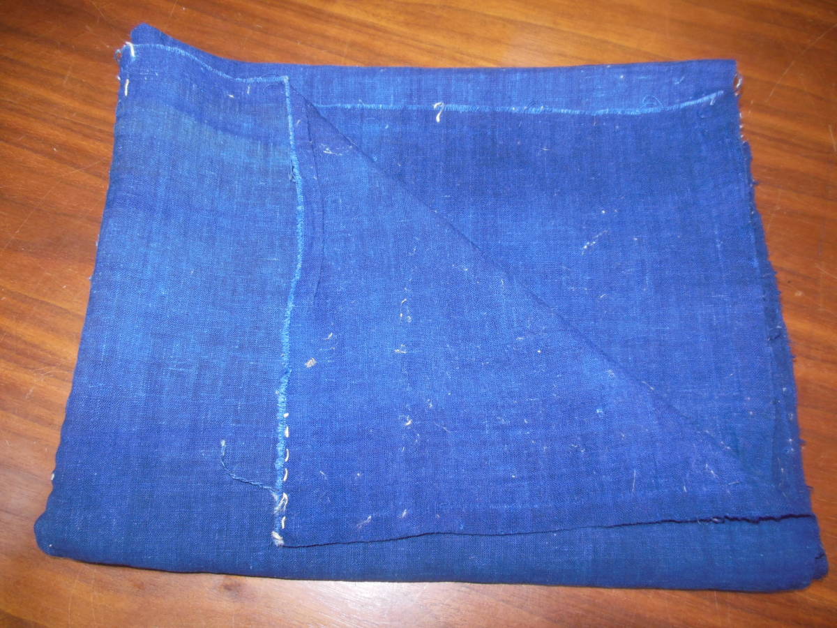 古布木綿 藍染無地中厚木綿 2巾 洗濯済 リメイク素材 68㎝x220㎝ 程度