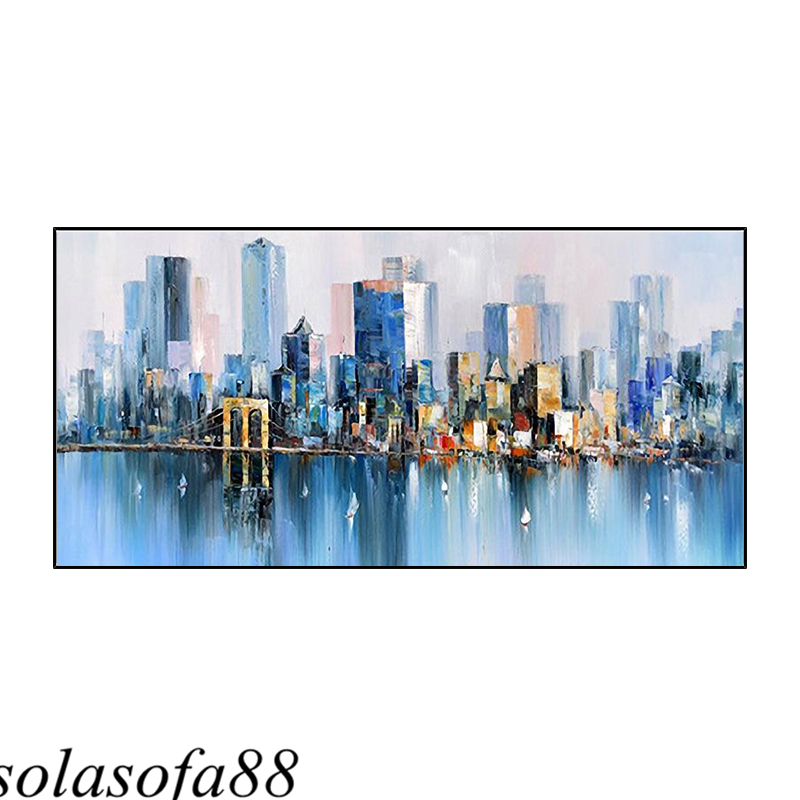 【受注生産品】油絵 城市 完全に手描き 抽象 絵画 装飾画 掛け絵 高級 風景 平面 芸術 オランダから輸入された顔料 YH29