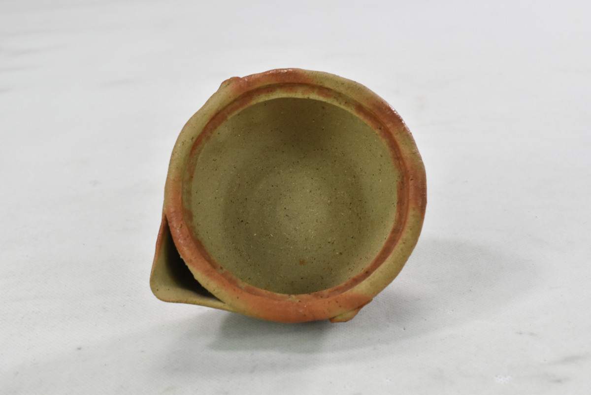 織部宝瓶 三生蔵 名工 手造備前焼 龍摘蓋宝瓶 手捻り陶器 泡瓶 煎茶具 急須 水次 水注 箱付 煎茶道具 日本古玩骨董 F901488 「かぶせ茶」付き ほうひん 泡瓶 松本央 伊賀焼