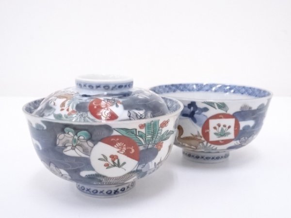 古伊万里 | 蓋茶碗 染付 宗sou (有)新原美術 江戸末期 染付蕪図 蓋茶碗