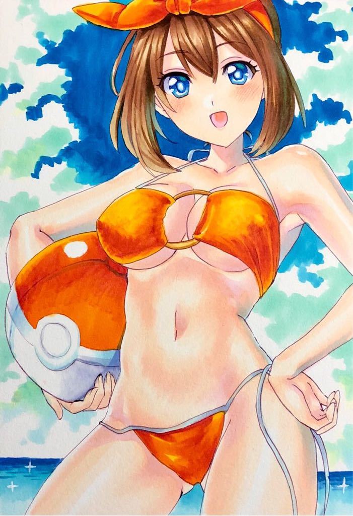 同人手描きイラスト ◇ ポケモン ◇ ハルカ ◇ 変形サイズ(手描き