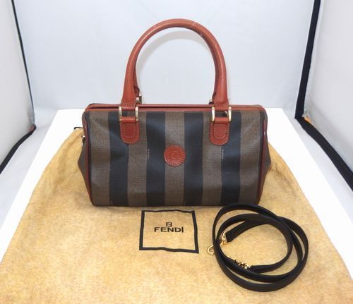 フェンディ ペカン柄 FENDI | ミニ ボストンバッグ ストライプ ペカン