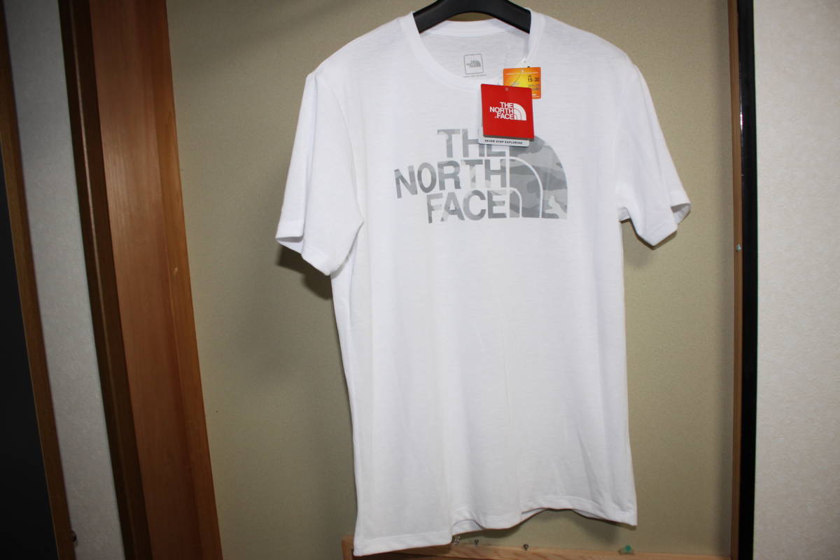 【限定SALE，品質保証】 THE NORTH FACE ザ ノースフェイス ビッグロゴ半袖TシャツL 白ｘ迷彩カモグレー(半袖Tシャツ)｜売買されたオークション情報、yahooの商品情報をアーカイブ公開 - オークファン 男性用