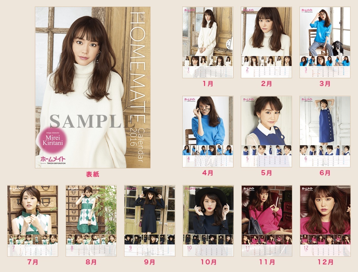 ホームメイト 桐谷美玲 2016年 壁掛けカレンダー 未使用 非売品_2