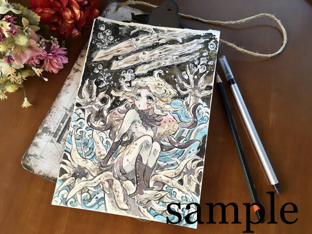 オリジナル 手描きイラスト 女の子 創作 「朝の光を浴びながら」 原画 