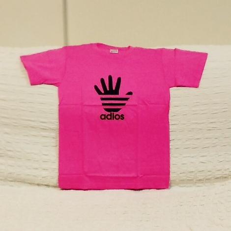 adios☆おもしろジョークTシャツ☆ギャグTシャツ☆ピンク☆L☆タイ製 