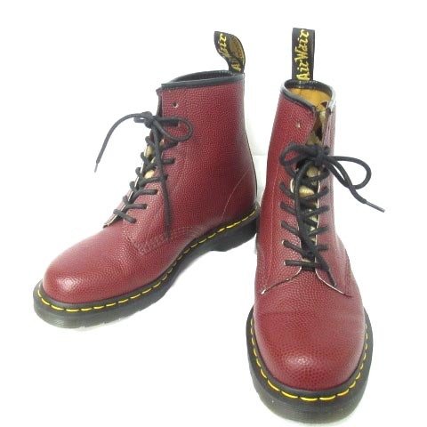 ドクターマーチン DR.MARTENS × STUSSY ステューシー 美品 8 EYELET BOOT ブーツ 1460 22083 レオパード ハラコ 赤系 UK8 26.5cm