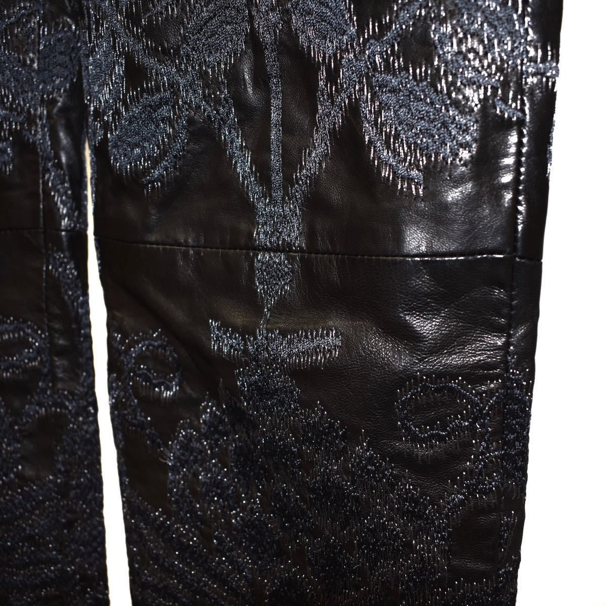 定価60万程 GUCCI グッチ ナッパレザー 総刺繍 レザー パンツ ボトムス 