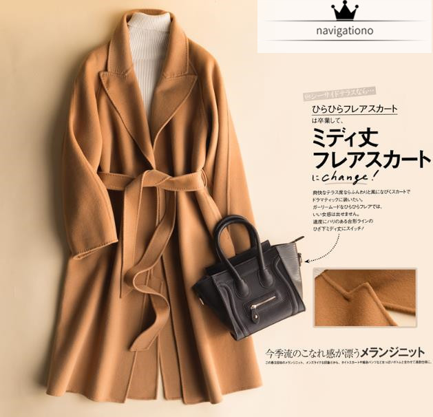 登場 100%ウール 双面ラシャ 女神の気質 暖かい 通勤OL綺麗 簡素 特別なデザイン レディース 中長セクション コートT77(XLサイズ ...