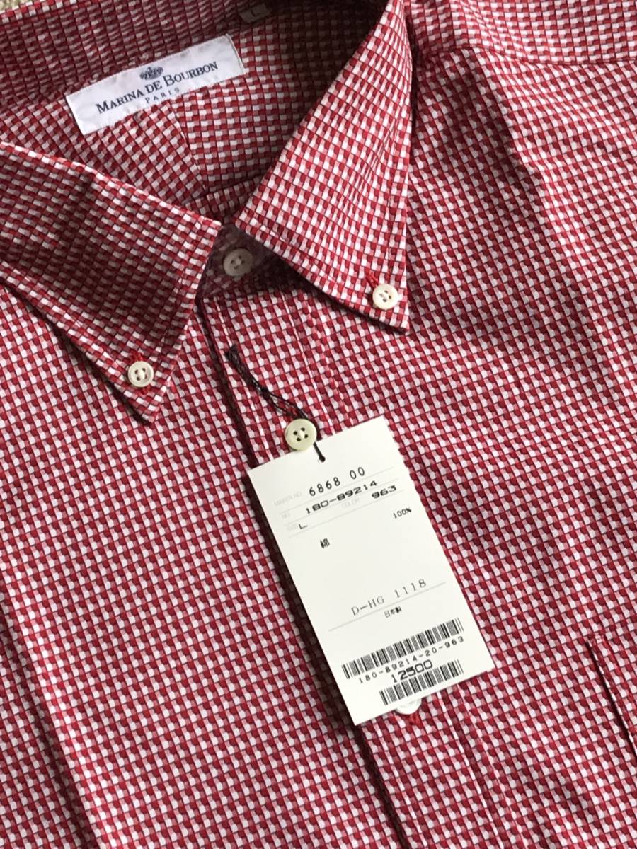  Marina De Bourbon parisマリナデブルボン 赤&times;白チェック ボタンダウンシャツ L(Lサイズ)｜売買されたオークション情報、yahooの商品情報をアーカイブ公開 - オークファン 長袖シャツ一般
