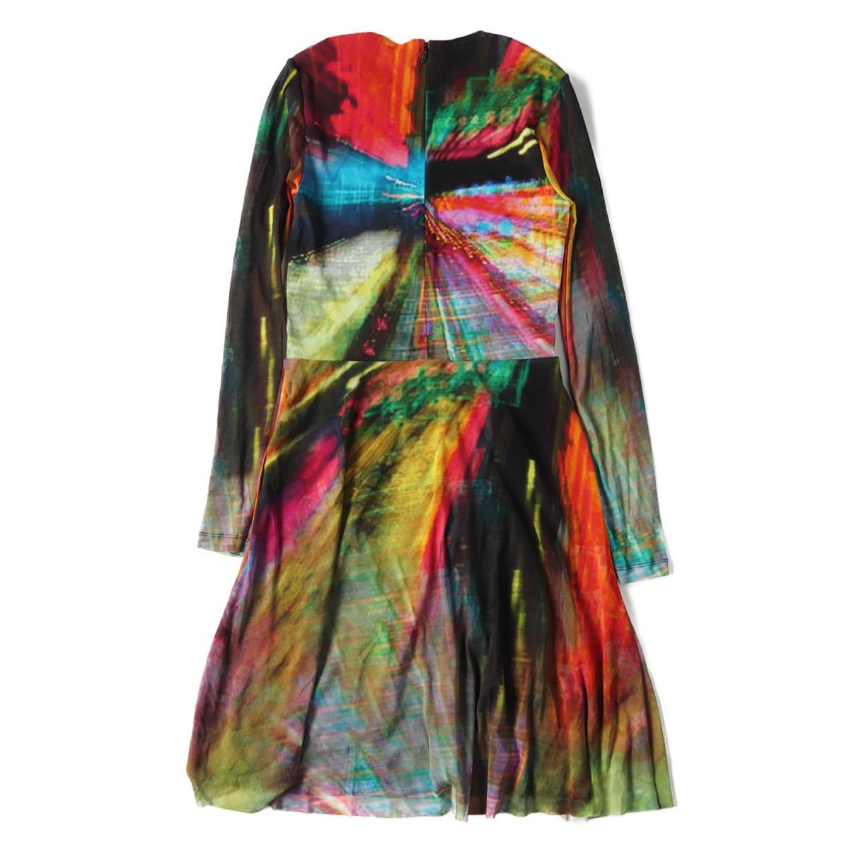 美品 VIVIENNE TAM ヴィヴィアン タム プリント 総柄 ニット 長袖ワンピース マルチカラー 38 美品 VIVIENNE TAM ヴィヴィアンタム ウエストゴム 鳳凰プリント